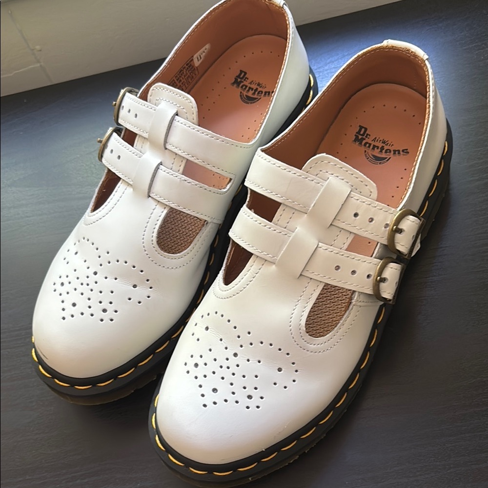 Dr. Martens White Double Strap Shoes